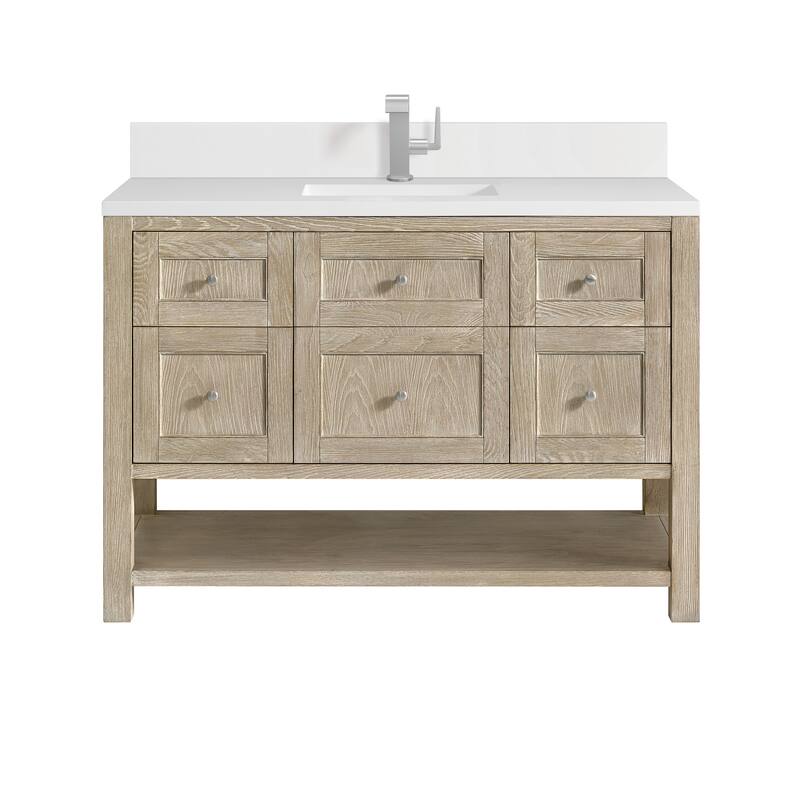 James Martin Vanities Breckenridge 48" Single Vanity, Whitewashed Oak - White Zeus - Single Hole