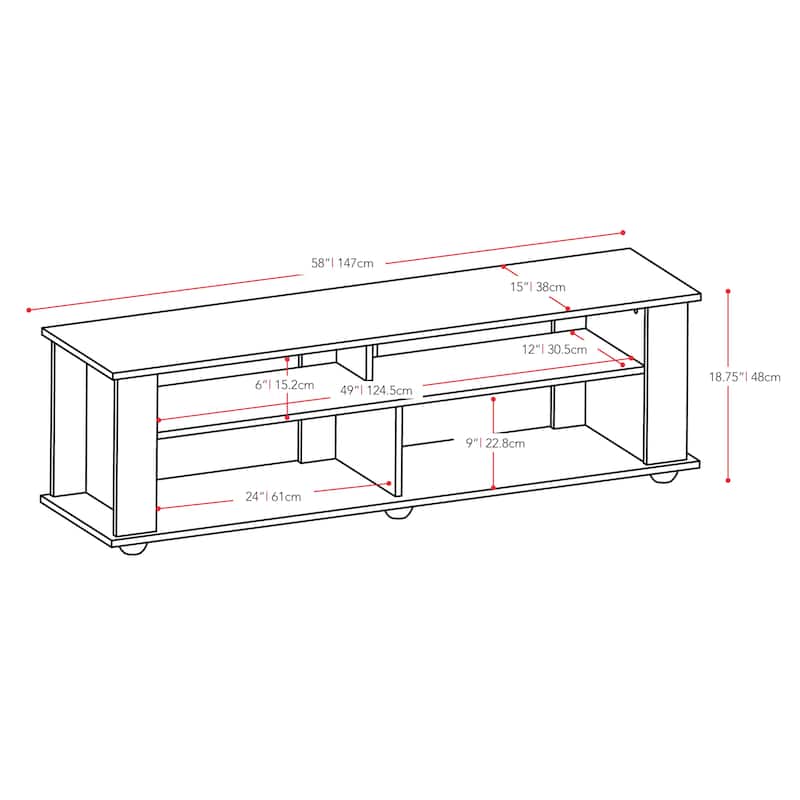 Bakersfield Black Wooden TV Stand, for TVs up to 75"