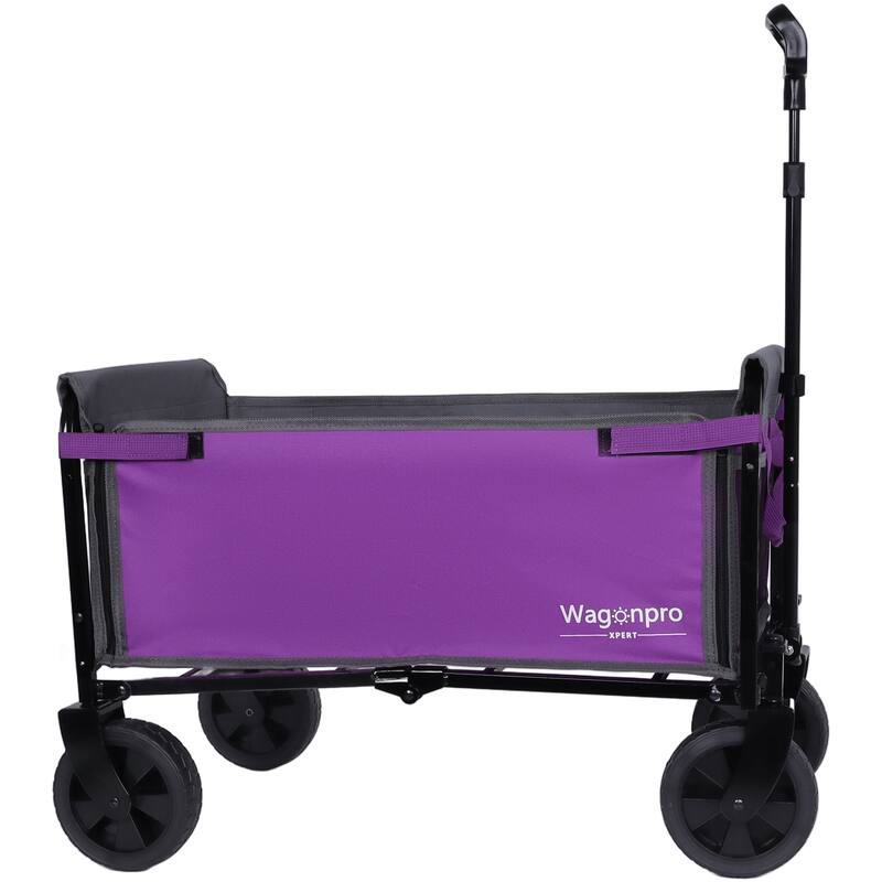 All-in-One Convertible Folding Trolley with Bench Seat & Dog Leash - Heavy Duty 4-Wheel Utility Cart