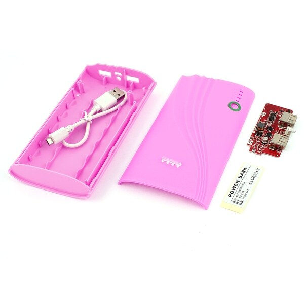 Pink Plastic Housing USB Power Bank 6x 18650 Battery Charger DIY Box Case Shell