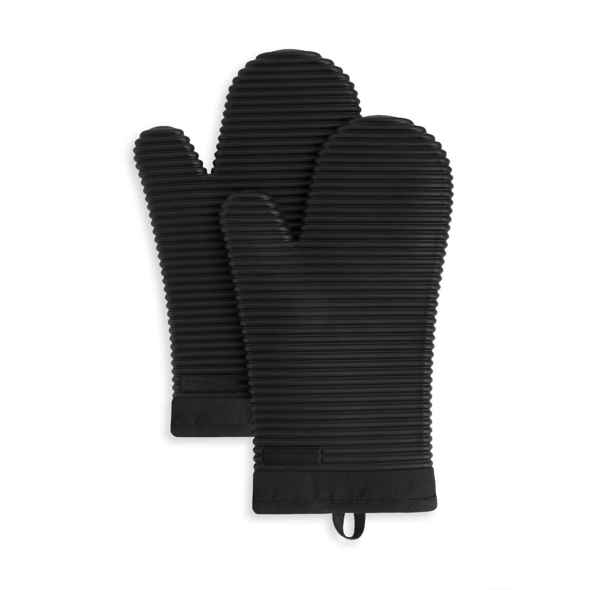 Gorilla Grip Silicone Oven Mitts Set and Magnetic Knife Strip, Mitts are in  Black Color, Heat Resistant, Stainless Steel Bar is 12 Inches, 2 Item