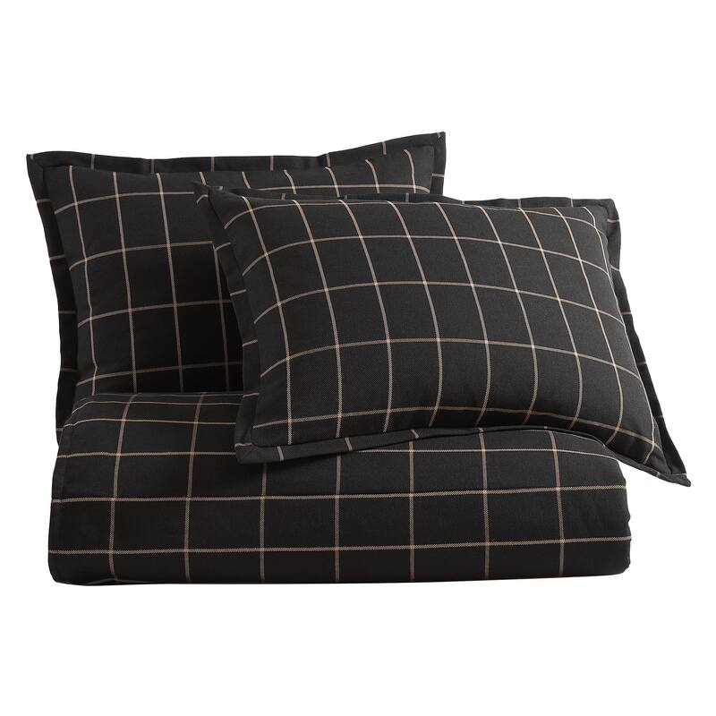 HiEnd Accents Windowpane Plaid Modern Rustic Bedding 3 Piece Comforter Set