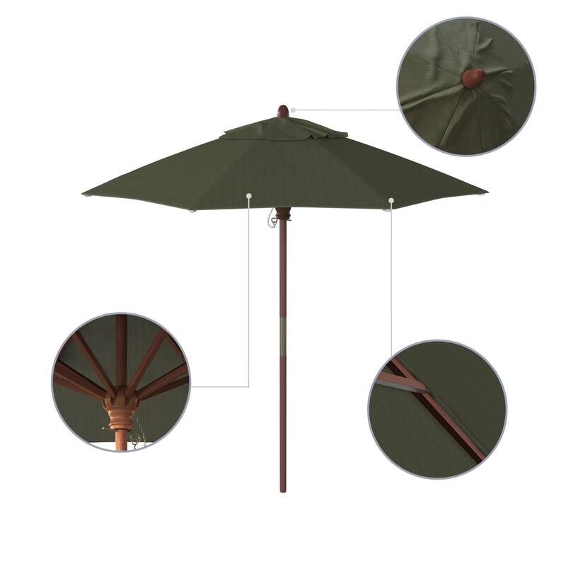 Port Lavaca 7.5ft Round Wood Umbrella by Havenside Home, Base Not Included