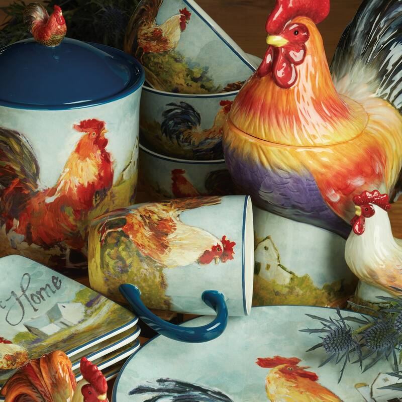 Certified International Rooster Meadow 22 oz. Mugs, Set of 4