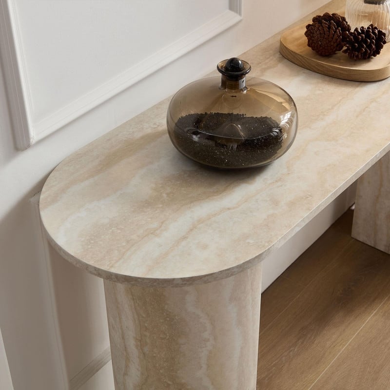 Modern MDF Faux Marble Pattern Console Table for Living Room Entryway Stylish and Functional Design