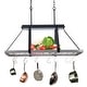 Integrated LED Matte Black Stainless Steel Pot Rack Kitchen Island ...