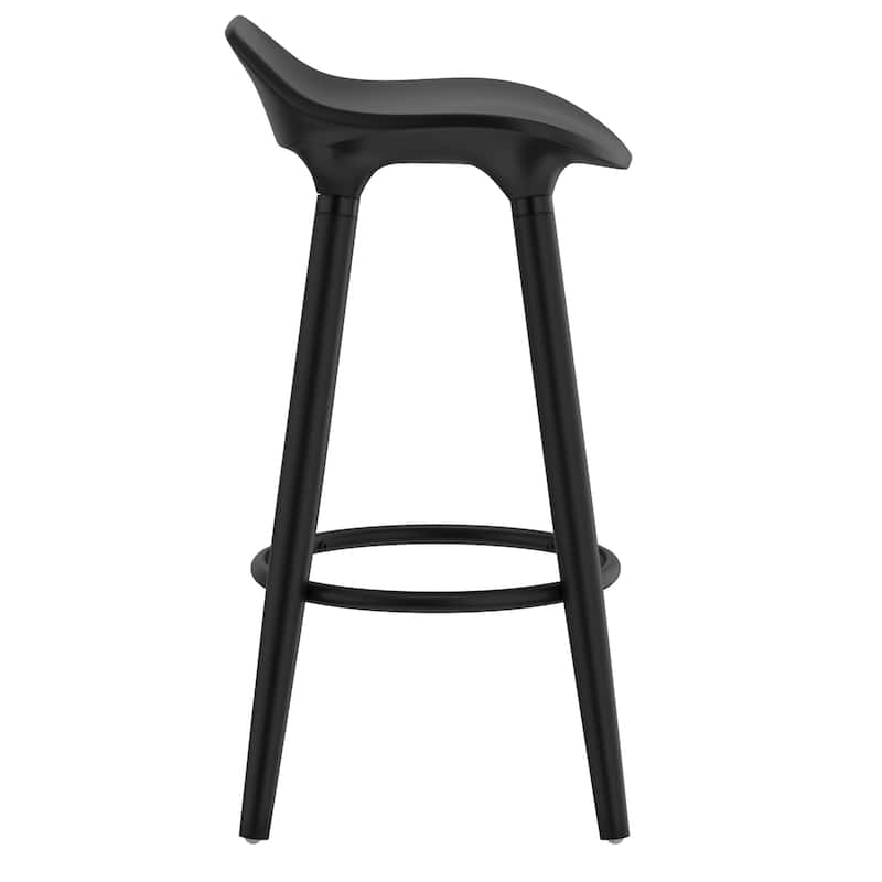 Set of 2 Mid Century ABS Plastic and Wood Backless 26" Counter Stool