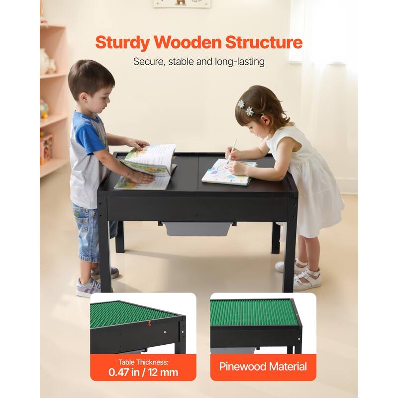 Kids Wooden Activity Table with Double-Sided Tabletop - 31.89 x 21.77 x 19.76 in