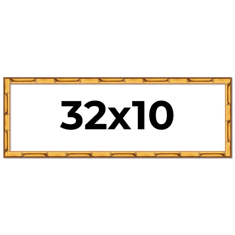32x10 Frame Gold Bamboo Picture Frame Modern Photo Frame Includes UV Acrylic Shatter Guard Front Acid Free Foam Backing Board
