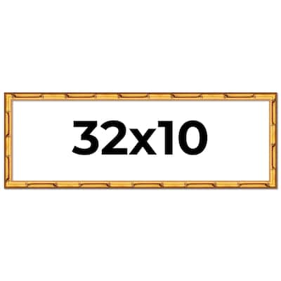 32x10 Frame Gold Bamboo Picture Frame Modern Photo Frame Includes UV Acrylic Shatter Guard Front Acid Free Foam Backing Board