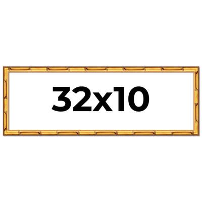 32x10 Frame Gold Bamboo Solid Wood Picture Frame | 1 Inch Moulding