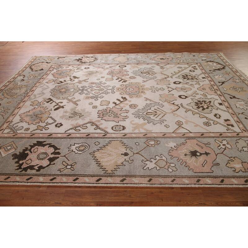All-Over Oushak Living Room Area Rug Handmade Wool Carpet - 9'0"x 11'9"