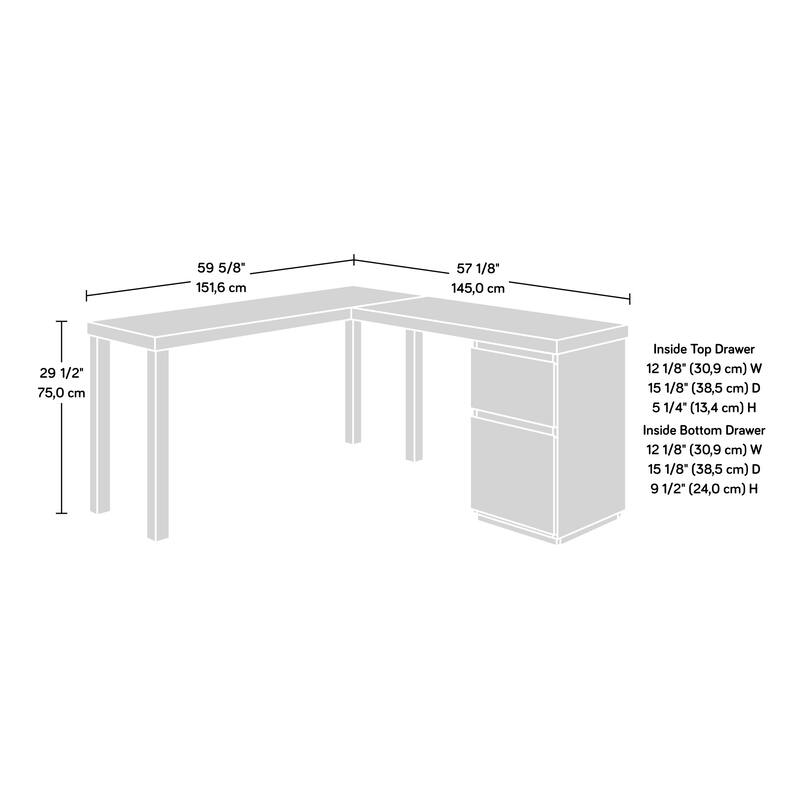 Wood L-Shaped Desk with Lightweight Design, Brown