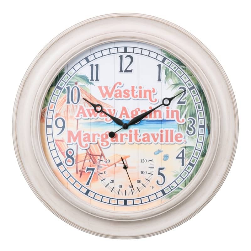 La Crosse 433-3267MVT 26.2" Outdoor Whitewash Margaritaville Clock