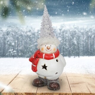 Shop Exhart Snowman With Color Changing Led Christmas Tree Hat Statuary 5 5 By 11 Inches Overstock 31772106