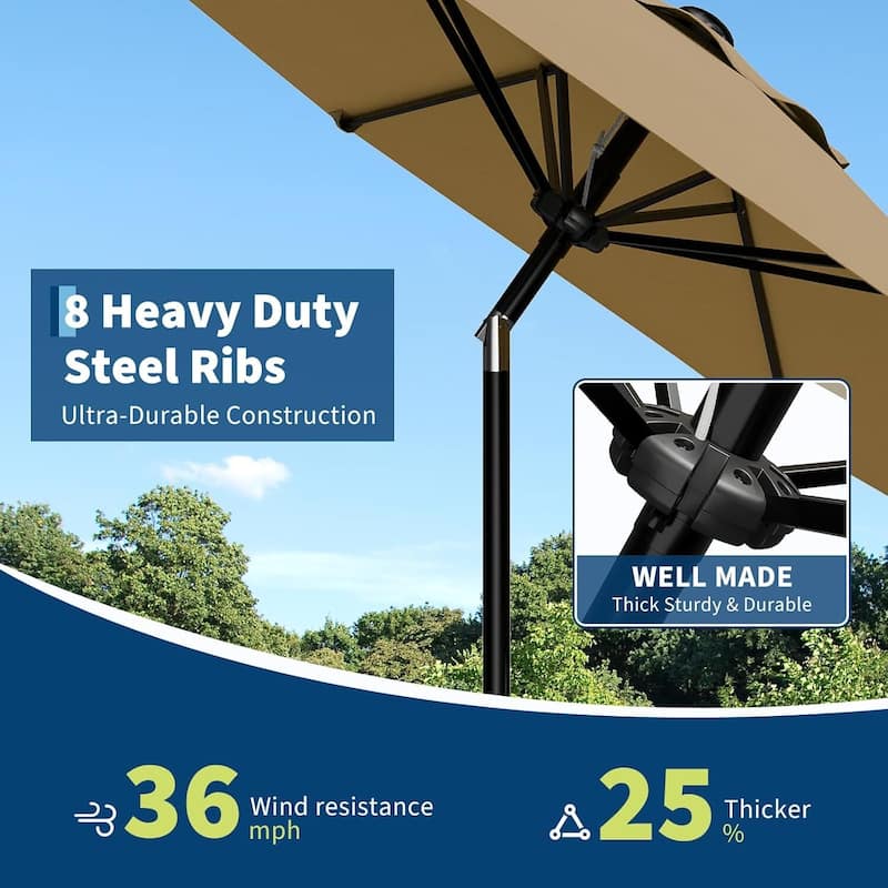 9FT Patio Umbrella with Smooth Crank Lift UV Protection Waterproof for Pool, Deck, Yard, Garden (No Base)