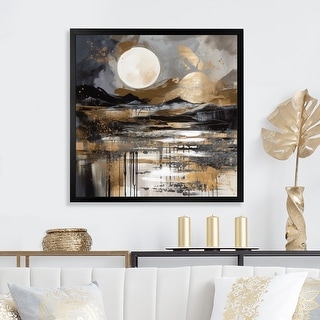Designart "Exploring The Evolving Golden Moon V" Landscape Modern 