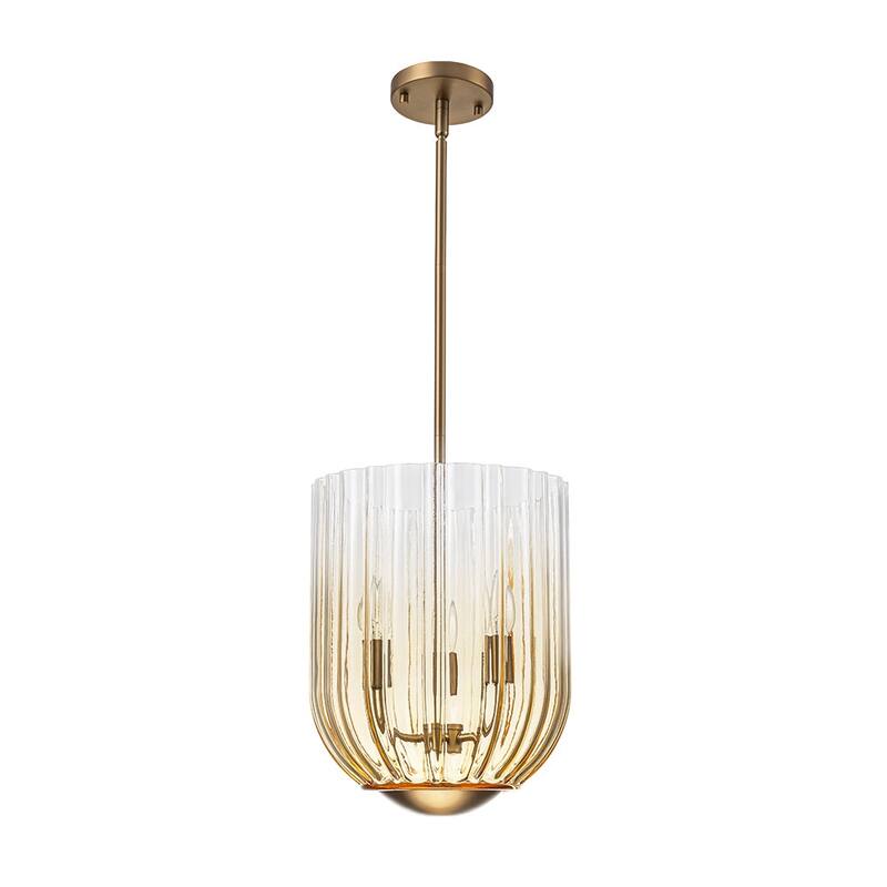 3-Light Midcentury Gradient Striped Wineglass-shape Pendant - 11.0 in