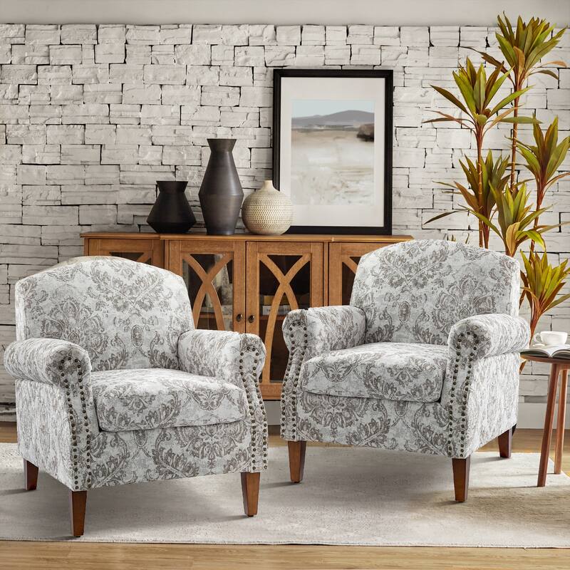 Giampiero Living Room Armchair with Nailhead Trims Set of 2 by HULALA HOME - Beige
