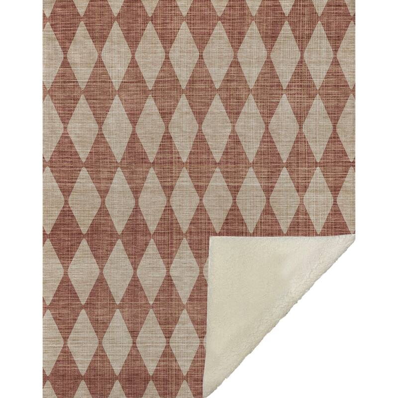 Premium Machine Washable Modern Argyle Sherpa Throw Blanket