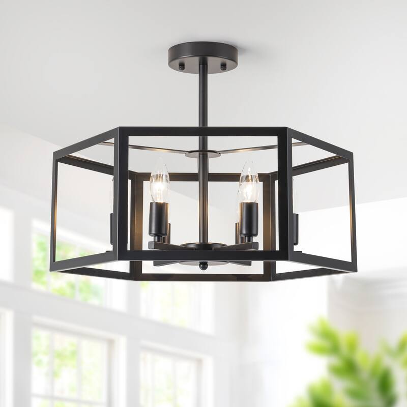 Starsky 6-light 19in Geometric Industrial Ceiling Light Unique Round Semi Flush Mount