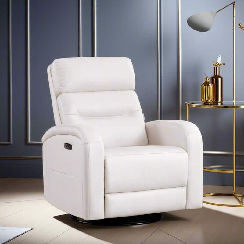 Aemeios Power Swivel Rocker Recliner with USB and Type C Port - Beige - PU
