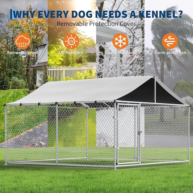Heavy Duty Steel Outdoor Pet Dog Kennel with Roof for Yard, Boarding, Poultry, Farm
