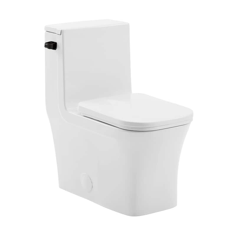 Bastille One-Piece Square Toilet Side Flush, Black Hardware 1.28 Gpf - 26.05" x 14" 29.25"