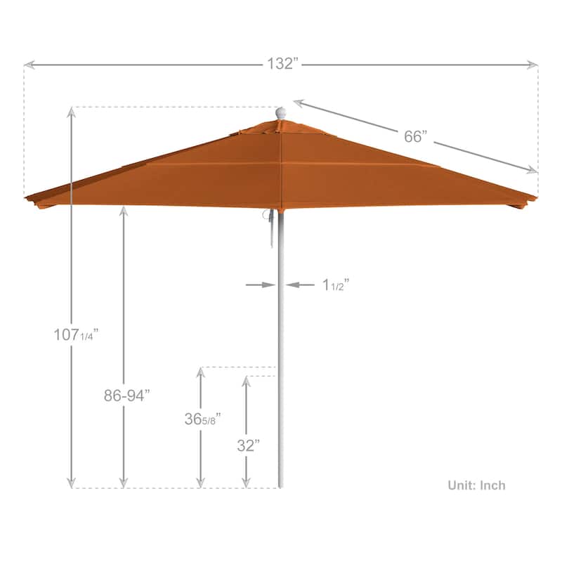 California Umbrella 11' Venture Series Patio Umbrella, White Aluminum Pole Fiberglass Ribs Pulley Lift Pacifica