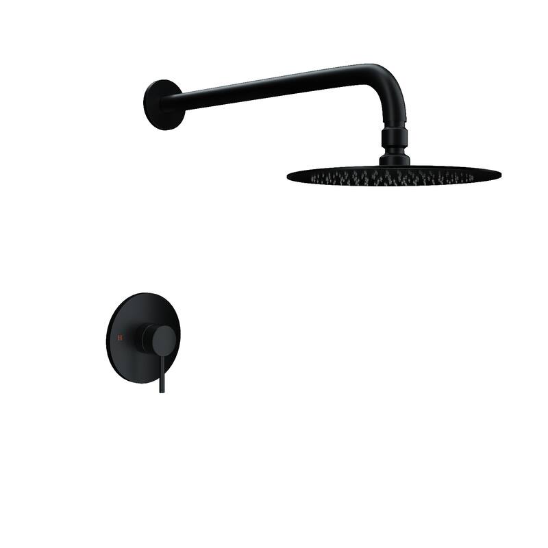 Topcraft 12" Rainfall Wall Mounted Showerhead with Single-handle - 12*12 - Matte Black