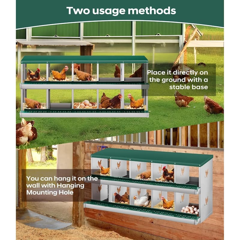 10 Compartment Nesting Box, Chicken Laying Box, Easy to Clean and Install