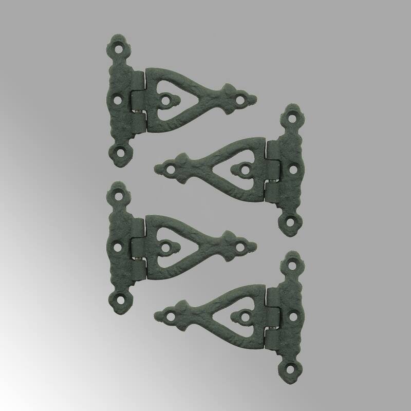Black Wrought Iron Flush Mount Strap Hinges 3 Inch Cabinet Door Hinges with Mounting Hardware (Set of 4) Renovators Supply