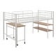 preview thumbnail 3 of 7, Twin Size Metal Loft Bed with 1 Rolling Desk and 2 Shelves, White