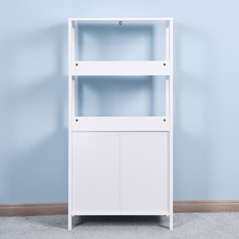 Freestanding Linen Tower, Tall Bathroom Storage 2 Open Shelves