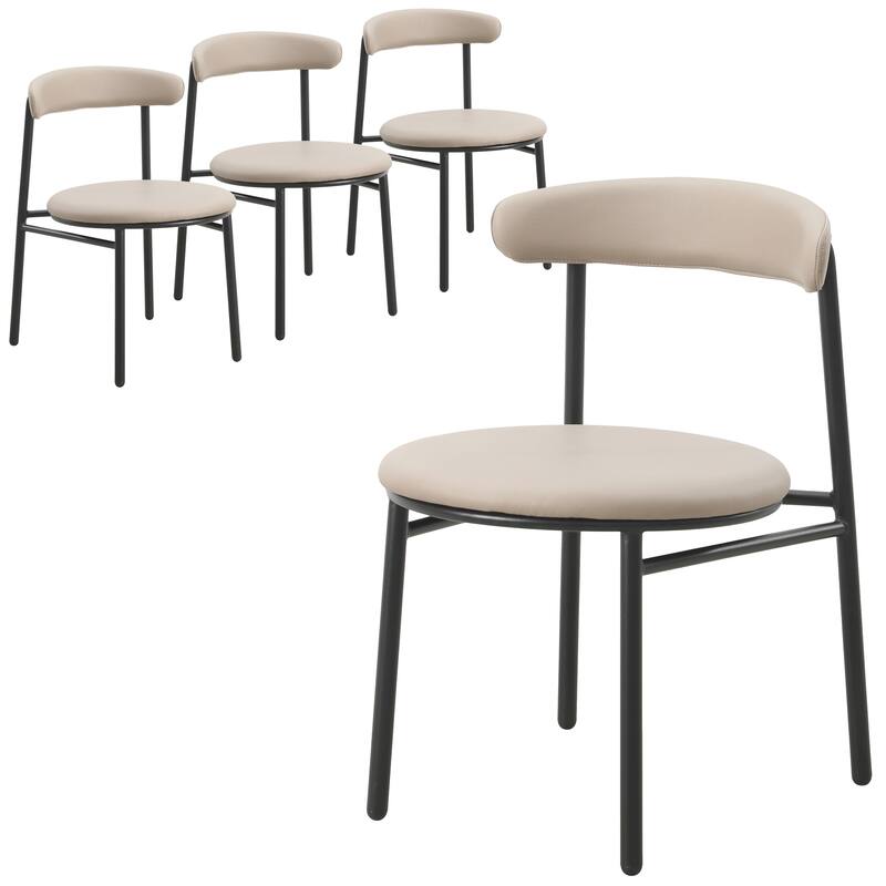 Lume Modern Dining Chair Upholstered in Polyester with Metal Legs Set of 4 - Dark Toupe