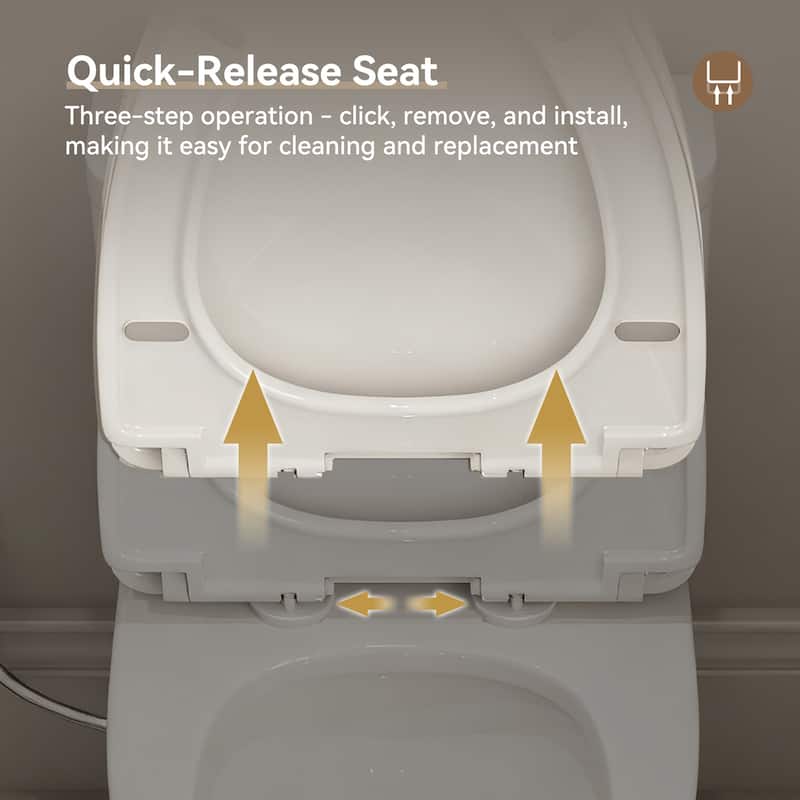 HOROW 1 Piece Dual Flush Elongated Toilet White 0.8/1.28 GPF Seat Included - N/A