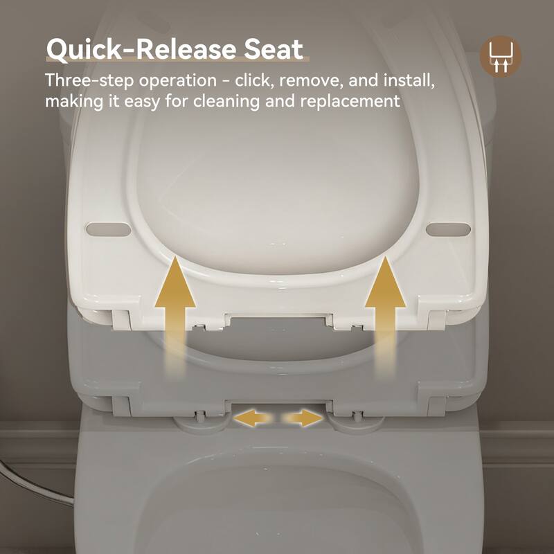 HOROW One Piece Dual Flush Elongated Toilet in White Skirted Design 12 Inch Rough In with Seat Included - N/A