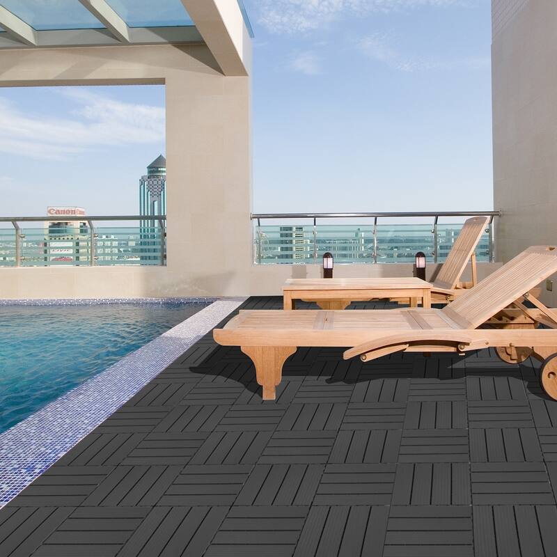 Plastic Interlocking Deck Tiles, 12.00"x12.00"(Pack of 44), Patio Flooring Outdoor Waterproof All Weather Use