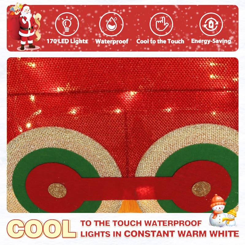 VEIKOUS 5 ft. Warm White LED Train Set Christmas Holiday Decoration