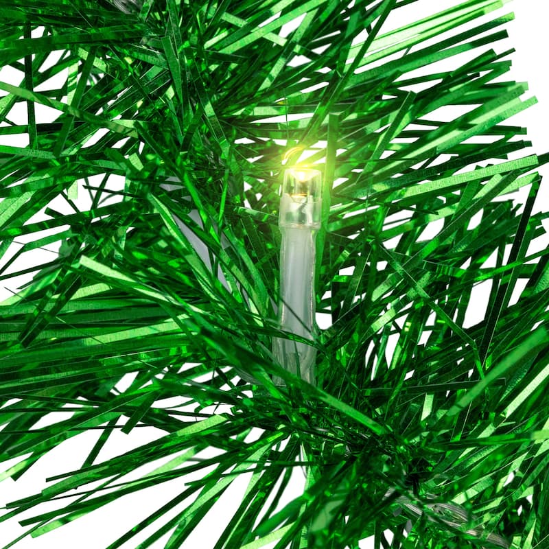 LED Lighted Tinsel Shamrock St. Patrick's Day Window Silhouette - 25" - Green
