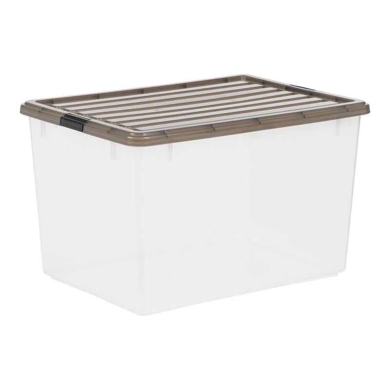 IRIS USA® Clear Boxes 144 Qt Buckle Lid - Gray - Set of 3