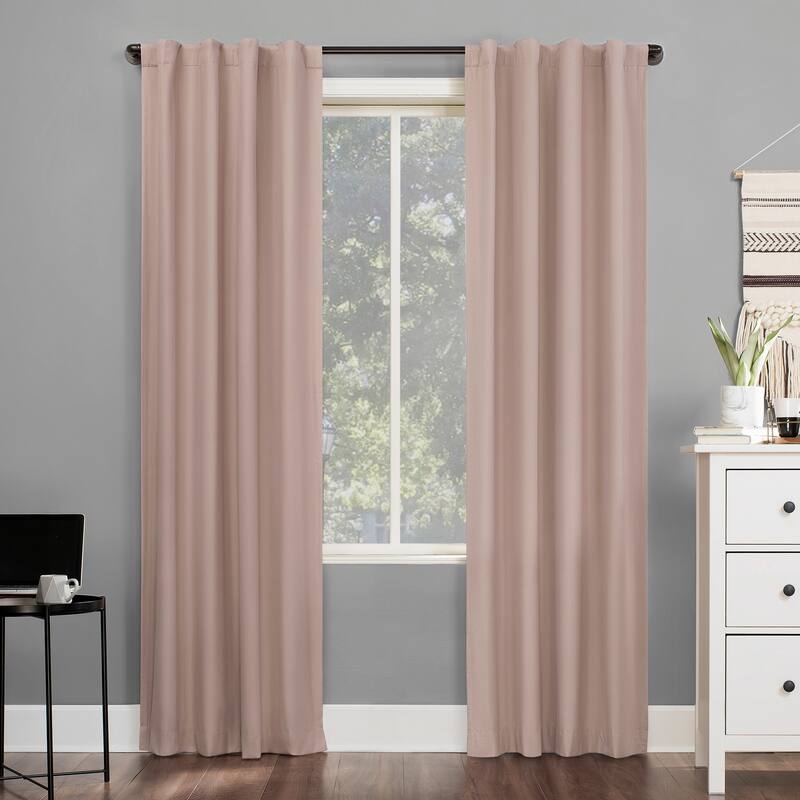 Sun Zero Cyrus Thermal Total Blackout Back Tab Curtain Panel, Single Panel - 40" x 96" - Blush