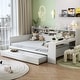 preview thumbnail 2 of 29, Wooden Full Size Daybed with Storage Shelves, Twin Trundle and Desk