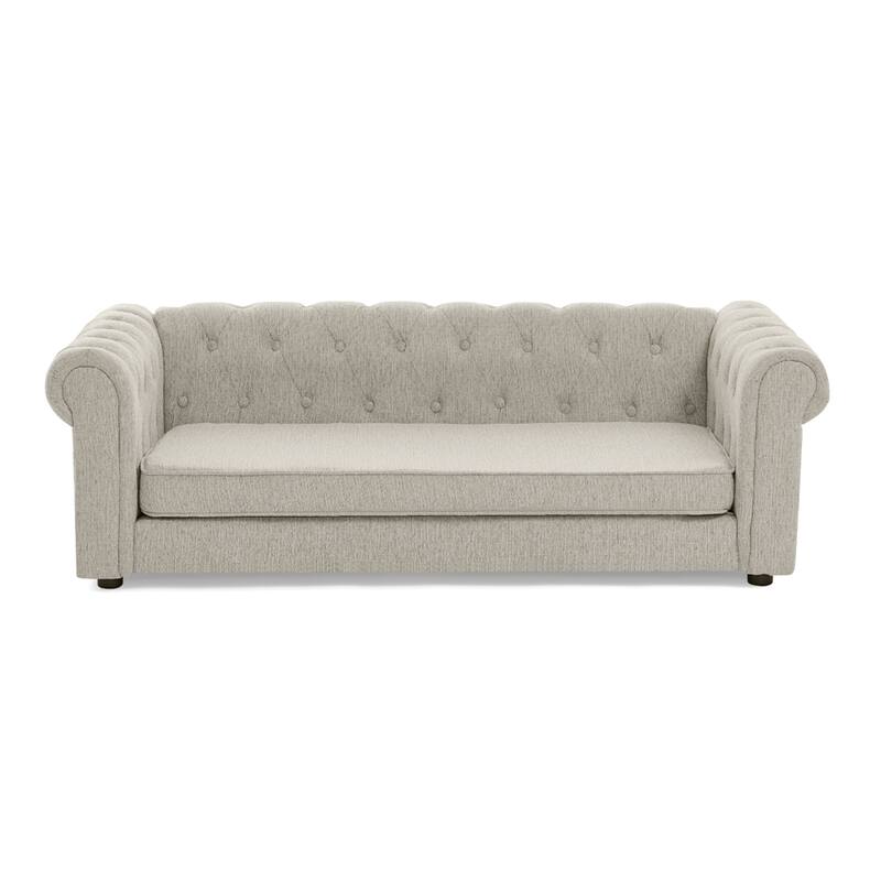 Roomfitters Upholstered Pet Sofa Chesterfield Style Elevated Dog Bed Couch with Rolled Arms & Button Tufted Cushion Seat