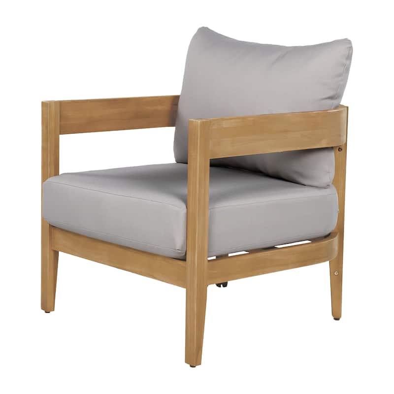 Brooklyn Acacia Wood Outdoor Club Chair with Cushions by Christopher Knight Home