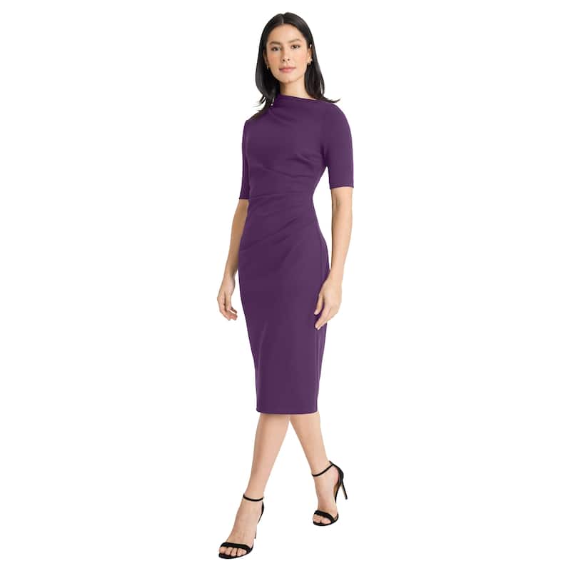 Maggy London Draped Midi Sheath Dress