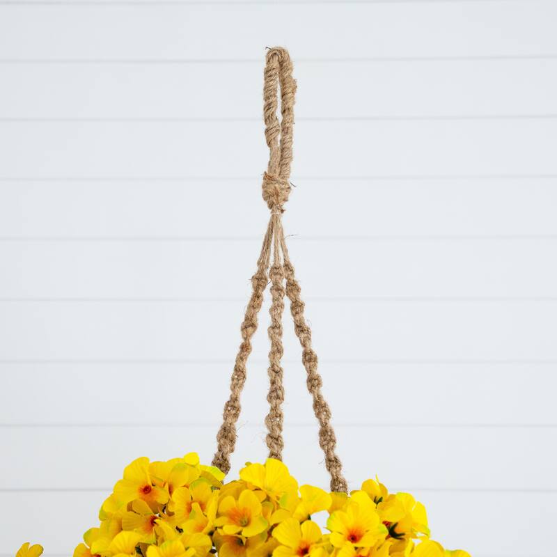 19-in UV Resistant Artificial Geranium Plant in Hanging Basket