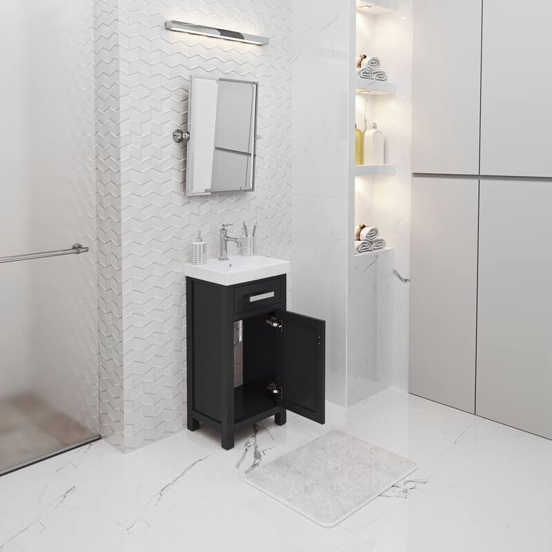 Mia 18 In. Integrated Ceramic Sink Top Vanity in Espresso with Modern Single Faucet