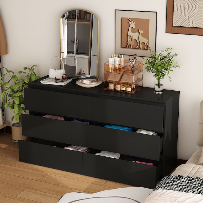 Premium 59-inch 6 Drawers White Floor Double Dresser by Kerrogee