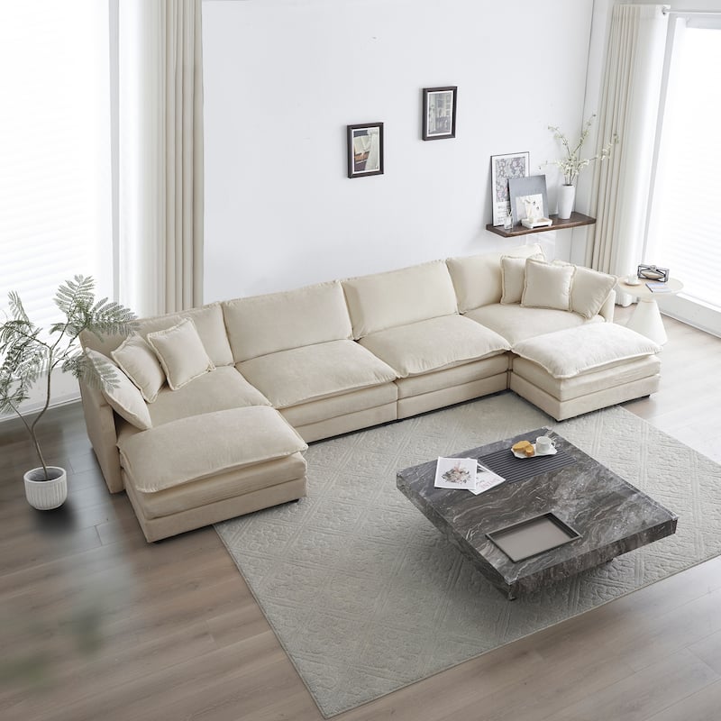 Cloud Chenille Upholstered Modular Sectional Sofa with DIY Combination Design